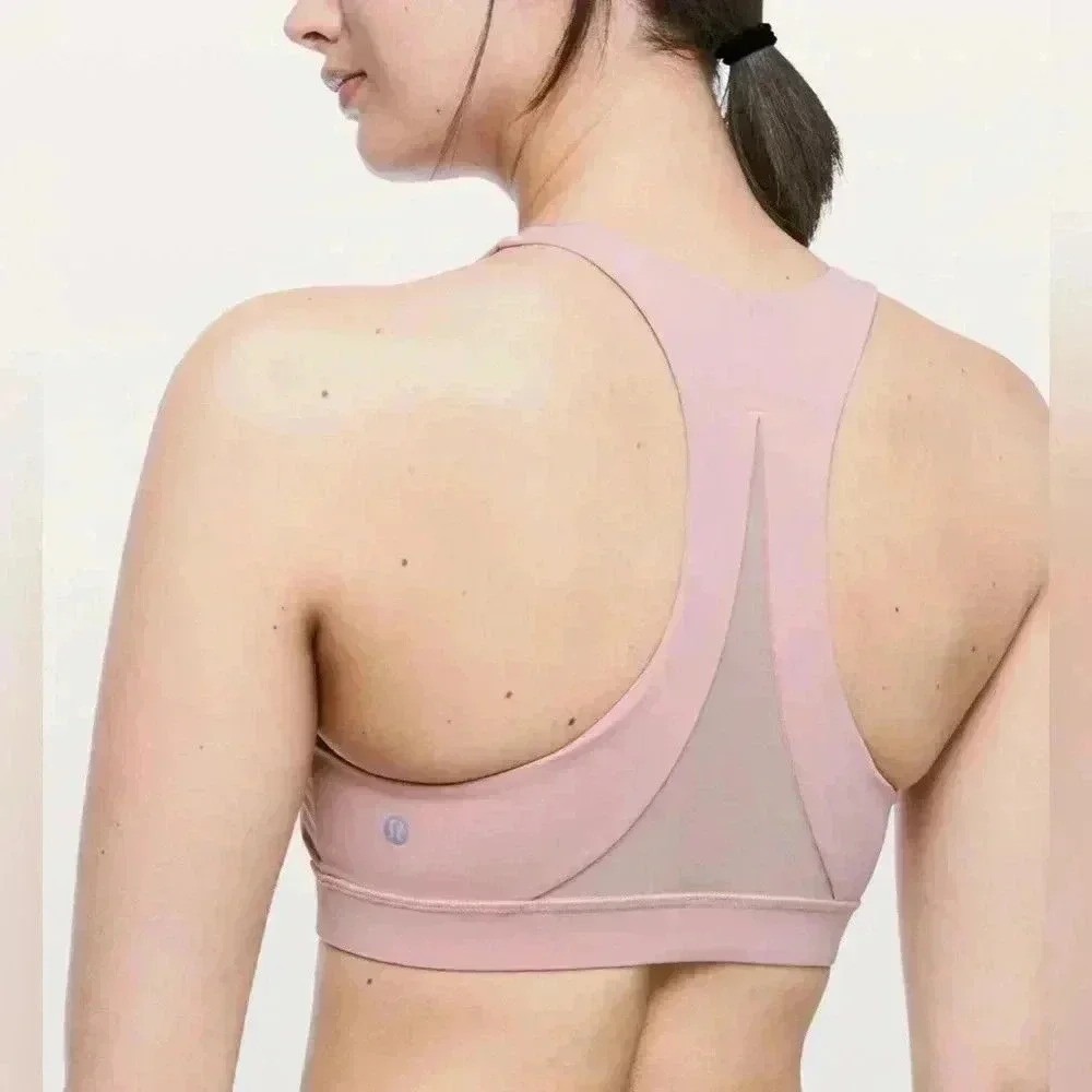 Lululemon Invigorate Bra Womens 10‎ Pink Good Medium Support Racerback Mesh